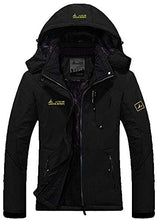 Load image into Gallery viewer, AbelWay Women's Outdoor Mountain Waterproof Windproof Fleece Ski Hooded Jacket Rain Coat(Black,S)
