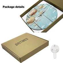 Load image into Gallery viewer, Britimes Round Wall Clock, Silent Non Ticking Clock 10 Inch, Decor for Bathroom, Bedroom, Kitchen, Office or School Summer Seashell
