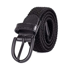 Load image into Gallery viewer, Young Boys Girls | Braided Stretch Elastic Belt | Pin Prong Buckle | Loop End Tip | 1" width (Black, Waist 16"-18”)
