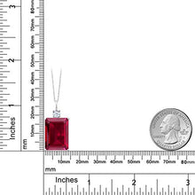 Load image into Gallery viewer, Gem Stone King 925 Sterling Silver Red Created Ruby Pendant Necklace For Women (20.00 Ct Emerald Cut 18X13MM with 18 Inch Silver Chain)
