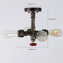 Load image into Gallery viewer, Wen long shop Wall lamp Industrial Vintage Rustic Steampunk Metal Water Pipe Retro Ceiling Pendant Light 4 Lights Edison Lamp Chandelier Hanging Light Fixture Copper Finish
