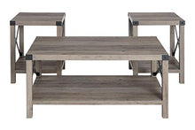 Load image into Gallery viewer, Walker Edison 3-Piece Rustic Wood and Metal Coffee Table Set in Gray Wash
