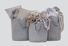 Load image into Gallery viewer, FELFA Storage Basket Set 3 - Decorative Floor Bins with Handles, Blanket Baskets for Living Room, Hamper for Toys, Plant Basket.
