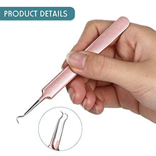 Load image into Gallery viewer, 3 Pieces Blackhead Tweezers Acne Blemish Stainless Steel Blemish Extractor Tool for Remove Blackhead Acne Whitehead Pimple Bend Curved Tweezer Skin Blackhead Remover Tools (Champagne Purple)
