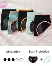 Load image into Gallery viewer, INNERSY Period Underwear for Teen Girls Cotton Leakproof Menstrual Panties 3 Pack(12-14 Years, 3 Black with Contrasting Hem)
