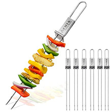 Load image into Gallery viewer, CMYK Barbecue Skewers, 6-Pack 13" Stainless Steel Grilling Skewers with Slider, Reusable Metal BBQ Shish Kebab Skewer Sticks
