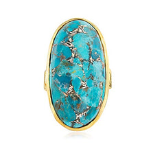 Load image into Gallery viewer, Ross-Simons Mosaic Turquoise Ring in 18kt Gold Over Sterling. Size 6
