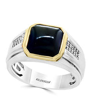 Load image into Gallery viewer, Effy 925 Sterling Silver &amp; 18K Yellow Gold Onyx &amp; Diamond Ring, 2.39 TCW HRM0L149DX
