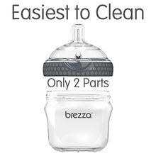 Load image into Gallery viewer, Baby Brezza Two Piece Natural Baby Bottle with Lid - Ergonomic, Wide Neck Design Makes it The Easiest to Clean - Modern Look - Anti-Colic - BPA Free Plastic - Grey – 5oz – 3 Bottles
