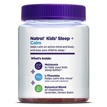 Load image into Gallery viewer, Natrol Kids Sleep+ Calm, Melatonin and L-Theanine, Sleep Aid Gummies with Botancial Blends, 100% Drug-Free, 60 Count

