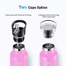 Load image into Gallery viewer, OMORC 316 Stainless Steel Water Bottle-34oz,Double Wall Vacuum Insulated Water Bottle,Stay Cold for 48 Hrs,Hot for 24 Hrs, Wide Mouth Thermo Travel Sports Water Bottle with Straw and 2 Lids-Pink
