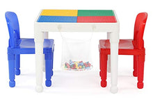 Load image into Gallery viewer, Humble Crew, White/Blue/Red Kids 2-in-1 Plastic Building Blocks-Compatible Activity Table, 20X20X17 H
