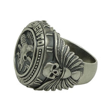 Load image into Gallery viewer, Aries Skull Zodiac Sign Sterling Silver 925 Biker MenS Ring Masonic
