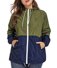 Load image into Gallery viewer, Women's Waterproof Raincoat Outdoor Hooded Rain Jacket Windbreaker Army Green XXL
