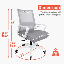 Load image into Gallery viewer, NEO CHAIR Office Chair Ergonomic Desk Chair Mesh Computer Chair Lumbar Support Modern Executive Adjustable Rolling Swivel Chair Comfortable Mid Black Task Home Office Chair, Grey
