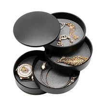 Load image into Gallery viewer, 4-Tier Jewelry Organizer Box Tower Rings Earrings Storage Case Holder Necklace Bracelet Display Tray 360°Rotating Showcase （Black）
