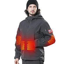 Load image into Gallery viewer, DEWBU Heated Jacket with 12V Battery Pack Winter Outdoor Soft Shell Electric Heating Coat, Men's Grey, XL
