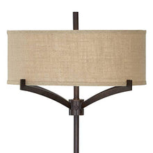 Load image into Gallery viewer, Tremont Mid Century Modern Floor Lamp Deep Bronze Tan Burlap Drum Shade for Living Room Reading Bedroom Office - Franklin Iron Works
