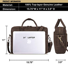 Load image into Gallery viewer, Jack&amp;Chris Genuine Brown Leather Briefcase Bag Mens Messenger Bag 14 inch Leather Laptop Bag for Men, NM1864-5
