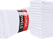 Load image into Gallery viewer, Utopia Towels Cotton White Washcloths Set - Pack of 24 - 100% Ring Spun Cotton, Premium Quality Flannel Face Cloths, Highly Absorbent and Soft Feel Fingertip Towels
