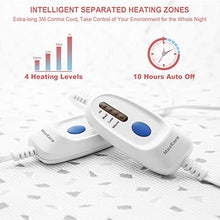 Load image into Gallery viewer, Heated Mattress Pad Queen Dual Control with Ventilated Technology, 100% Polyester Heated Mattress Cover with 4 Heating Levels &amp; 10 Hours Auto Off, Fast Heating &amp; Machine Washable
