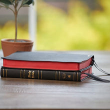Load image into Gallery viewer, KJV, Thinline Bible, Large Print, Genuine Leather, Black, Red Letter, Thumb Indexed, Comfort Print: Holy Bible, King James Version
