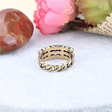 Load image into Gallery viewer, Rings,Eternity Wedding Band Retro Celebrity Style Hollow Inlaid Three-Color Natural Persian Jade Gold-Plated Exquisite Carving Chain Jewelry Wedding and Engagement Ring (Size : 8)
