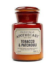 Load image into Gallery viewer, Paddywax Candles APG806 Apothecary Collection Soy Wax Blend Candle in Glass Jar, Medium, 8 Ounce, Tobacco &amp; Patchouli

