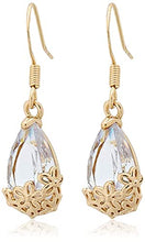 Load image into Gallery viewer, The 14k Gold Plated Gem romantic flower petals hollow water drop simple temperament Earrings with S925 Silver Needle for Women Girl Gifts Valentines/Birthday/ Anniversary / Mother’s Day
