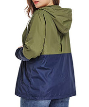 Load image into Gallery viewer, Women's Waterproof Raincoat Outdoor Hooded Rain Jacket Windbreaker Army Green XXL

