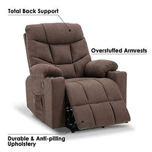 Load image into Gallery viewer, Mcombo Electric Power Lift Recliner Chair Sofa for Elderly, 3 Positions, 2 Side Pockets and Cup Holders, USB Ports, Fabric 7286 (Brown)
