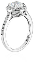 Load image into Gallery viewer, Platinum-Plated Sterling Silver Round-Cut Halo Ring made with Swarovski Zirconia, Size 6
