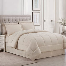 Load image into Gallery viewer, Sweet Home Collection 8 Piece Comforter Set Bag with Unique Design, Bed Sheets, 2 Pillowcases &amp; 2 Shams Down Alternative All Season Warmth, Queen, Pintuck Black
