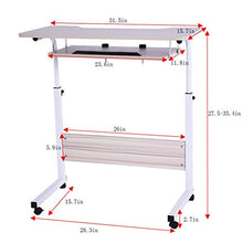 Load image into Gallery viewer, shamoluotuo Overbed Table Height Adjustable Over Bedside Home Desk Laptop Computer Desk Workstation Medical Mobile Overbed Side Tables with Wheels for Learning Reading Working Eating (White, 31.5")
