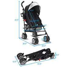 Load image into Gallery viewer, BABY JOY Lightweight Stroller, Aluminum Baby Umbrella Convenience Stroller, Travel Foldable Design with Oxford Canopy/ 5-Point Harness/Cup Holder/Storage Basket, Black
