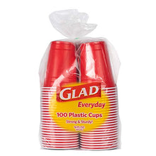 Load image into Gallery viewer, Glad Everyday Disposable Plastic Cups for Everyday Use | Red Plastic Cups Strong and Sturdy Red Plastic Party Cups for All Occasions, 16 Oz Cups (100 Count)
