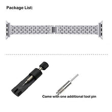 Load image into Gallery viewer, BORCHY Bling Bands Compatible with Apple Watch Band 38mm 40mm 41mm 42mm 44mm 45mm,Women Stainless Steel Metal Band Wristbands Strap Replacement for iWatch Series 7 6 5 4 3 2 1 SE,Silver, A-MZ38
