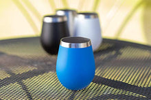 Load image into Gallery viewer, Stainless Steel Wine Glasses: Large 18 Oz Set of 4 Stemless Metal Wine Glass Set with No Lids- Outdoor Wine Tumbler for the Pool, Camping, Cookouts, Travel - Set of 4 Drinking Cups (Blue)
