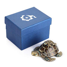 Load image into Gallery viewer, Hipiwe Turtle Jewelry Box with Crystal Decor, Handcrafted Hinged Trinket Box Small Metal Ring Holder Box Fairy Tooth Keepsake Box Figurine Collectible for Home Decor, Gift for Girl Woman
