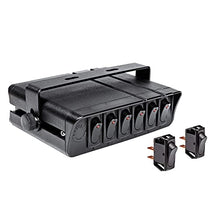 Load image into Gallery viewer, 6-Gang 12V Rocker Switch Box w/Momentary Switches [40 Amp Max.] [12 AWG Wires][12 Volt DC] SPST On/Off Rocker Toggle Switch Panel Box for Jeep Auto Automotive Lights Car Marine Boat Truck Vehicles…
