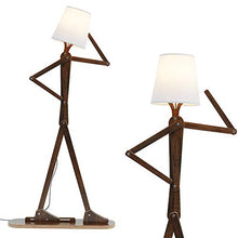 Load image into Gallery viewer, HROOME Cool Tall Decorative Floor Lamp Standing Lights Adjustable Corner Reading for Kids Bedroom Office Wooden Swing Arm Lamps - LED Bulb Included (Teak)
