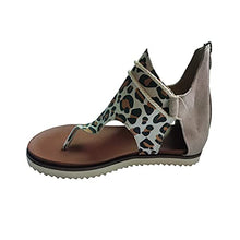 Load image into Gallery viewer, Gladiator Sandals for Women Girls Retro Bohemian Thong Sandals Roman Beach Shoes Back Zip Flats Heel Clip-Toe Shoes Leopard Gladiator Sandal Cows Open Toe Shoes Summer Casual Flat Shoes*
