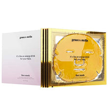 Load image into Gallery viewer, 24k Gold Face Mask (6-Pc) - Vegan Gold Facial Mask - Boosting Collagen Facial Mask - Oro Gold Mask - Energizing Gold Mask For Face by grace and stella
