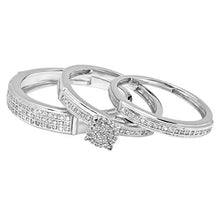 Load image into Gallery viewer, Dazzlingrock Collection 0.48 Carat (ctw) Round White Diamond Men's and Women's Engagement Ring Trio Bridal Set, Sterling Silver
