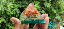 Load image into Gallery viewer, Orgonite Pyramid For Healing Heart | Red Carnelian | Crystal Quartz | Malachite | Orgone Pyramid For EMF Protection | Crystal Chakra Stone By Orgonite Shop
