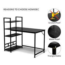 Load image into Gallery viewer, 55 inch Computer Desk with 4-Tier Storage Shelves, Office Work Desk for Small Spaces, Student Kid Writing Study Desk, Industry Modern Table for Bedroom, Home, Office
