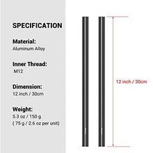 Load image into Gallery viewer, SmallRig 2pcs 15mm Black Aluminum Alloy Rod(M12-30cm) + Rod Cap (2 pcs)
