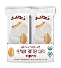 Load image into Gallery viewer, Justin's Organic White Chocolate Peanut Butter Cups, Rainforest Alliance Certified Cocoa, Gluten-free, Responsibly Sourced, 12 Packs of 2-Cups each
