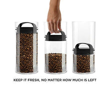 Load image into Gallery viewer, Prepara, Black Gloss handle, Evak Fresh Saver Airless Canister, Glass &amp; Stainless, Small, Medium
