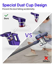 Load image into Gallery viewer, Vacuum Cleaner, LERIZOM 24Kpa Powerful Cordless Vacuum Cleaner with 40 min Max Long Runtime Detachable, Rechargeable Stick Vacuum Cleaner for Pet Hair, Home, Hard Floor, Carpet, 250W, Purple
